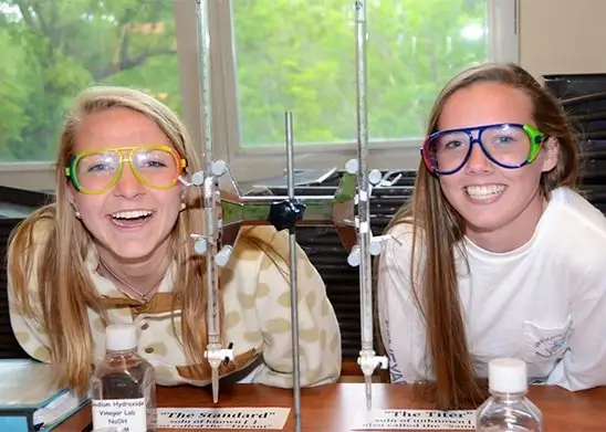 chicas en un laboratorio de colegio canadiense
