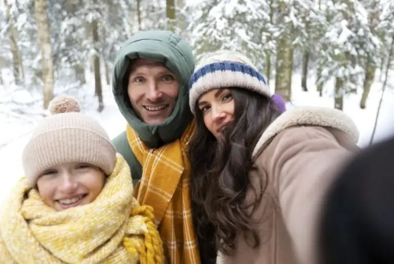 familia canadiense en la nieve